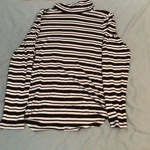 Striped Long Sleeve Turtle Neck